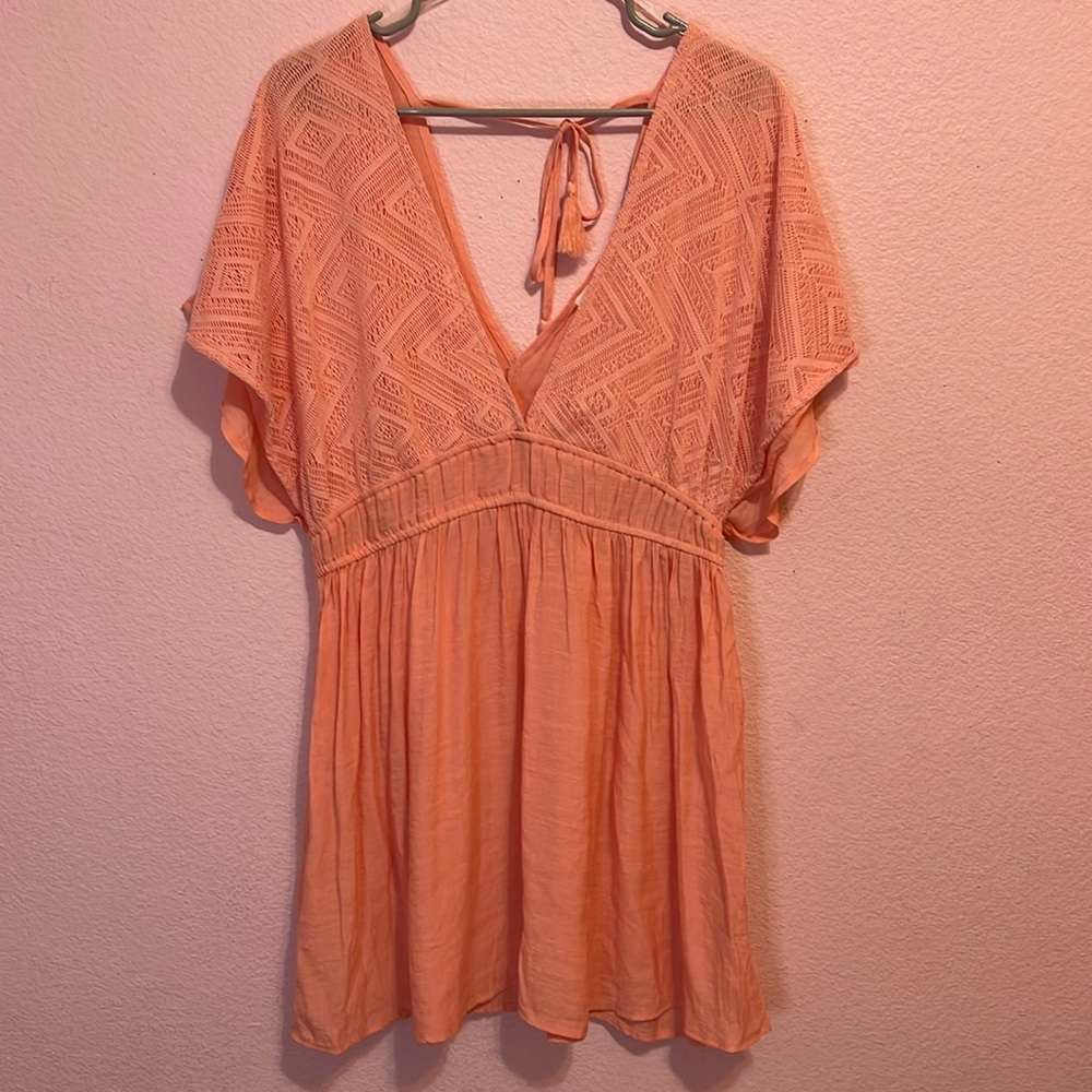 Miken Junior's Tie Back Dress Cover Up Swimsuit Orange. Size XL - Picture 2 of 9